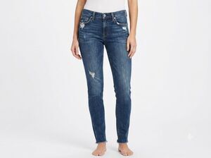 Rag & Bone The Skinny Jeans 27 Distressed La Paz Raw Hem Blue Denim 29x27